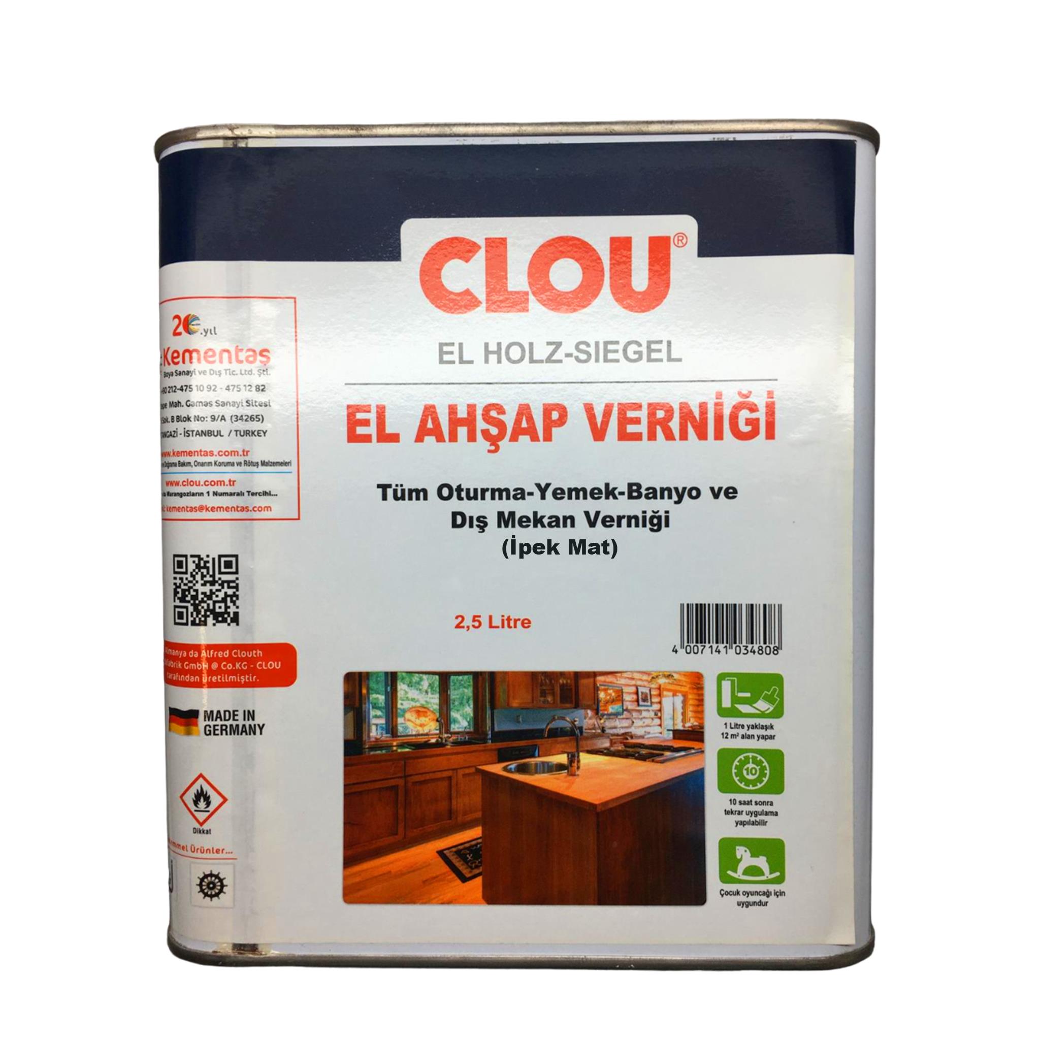 CLOU Solvent Bazlı 1K Vernik İpek Mat 2,5Lt