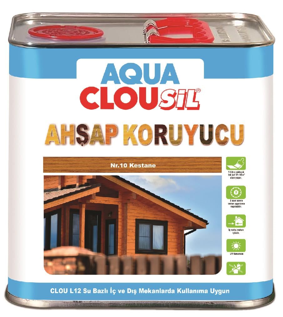 Su Bazlı Ahşap Koruyucular2,5LtCLOU Nr:10 Kestane Su Bazlı Ahşap Koruyucu 2,5L