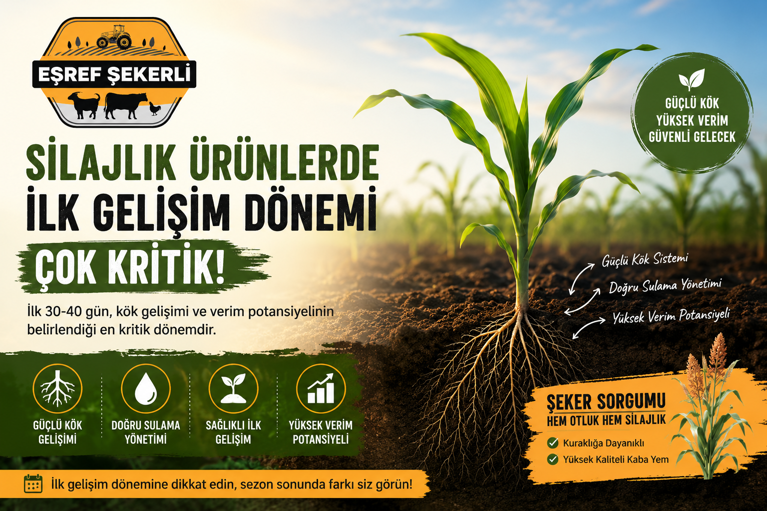 Silajlık ürünlerde ilk gelişim döneminde sulama ve kök gelişiminin verime etkisi