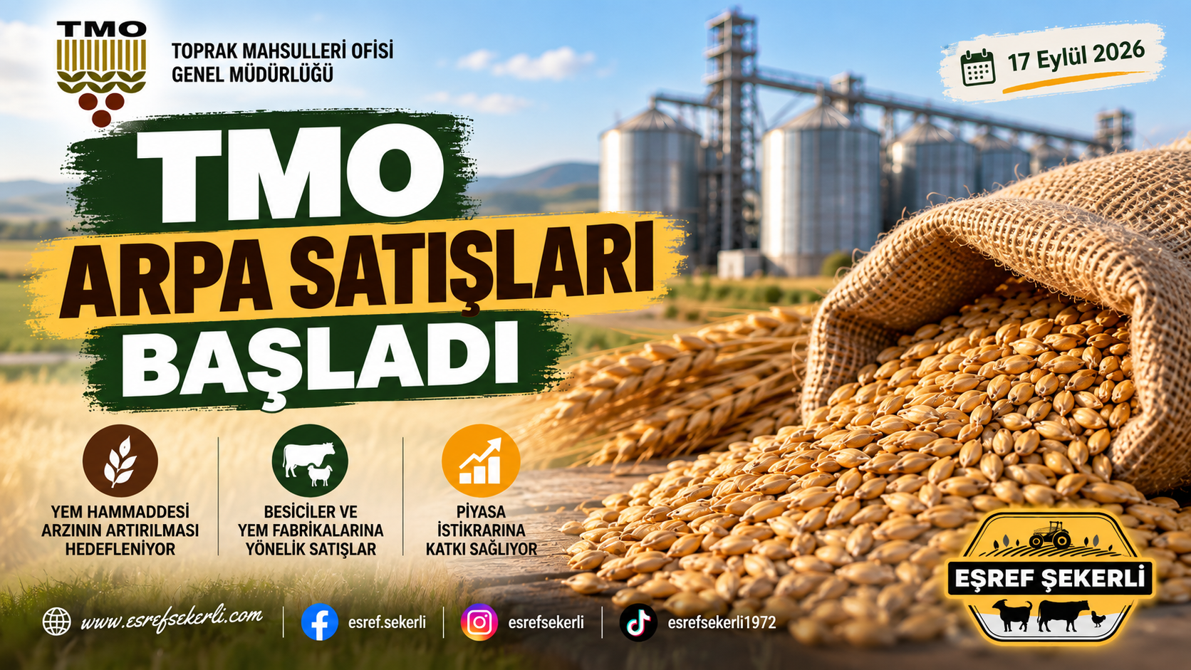 TMO arpa satışları başladı - 17 Eylül 2026