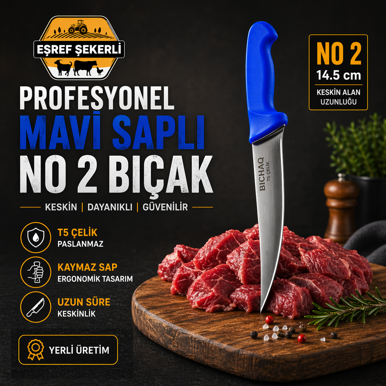 BICHAQ Mavi No 2 Kurbanlık Bıçak