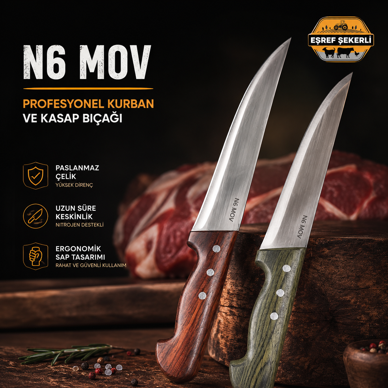 N6 MOV Profesyonel Kasap ve Kurban Bıçağı