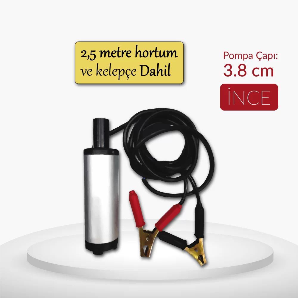 Pratik Sıvı (Mazot) Transfer Pompası 12 W İnce Fiyata (2 Buçuk Metre Aktarma Hortumu ve Kelepçe Dahildir)