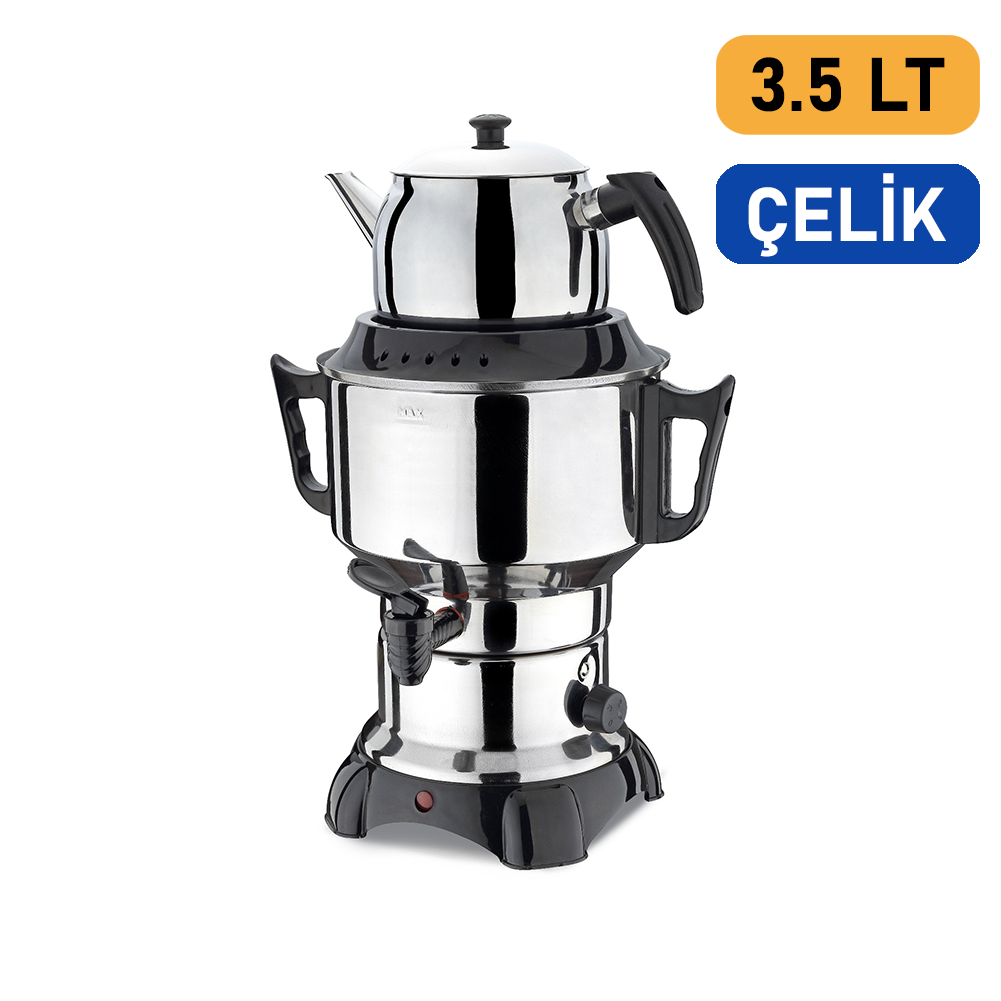 Elektrikli Çelik Aldente Semaver 3.5 Litre | Eşref Şekerli