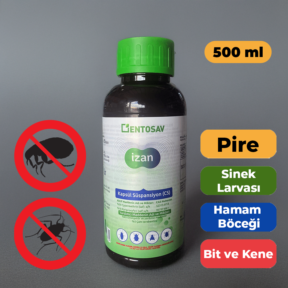 İZAN 500 ml Pire, Bit ve Hamamböceği Mücadele Konsantre İlaç