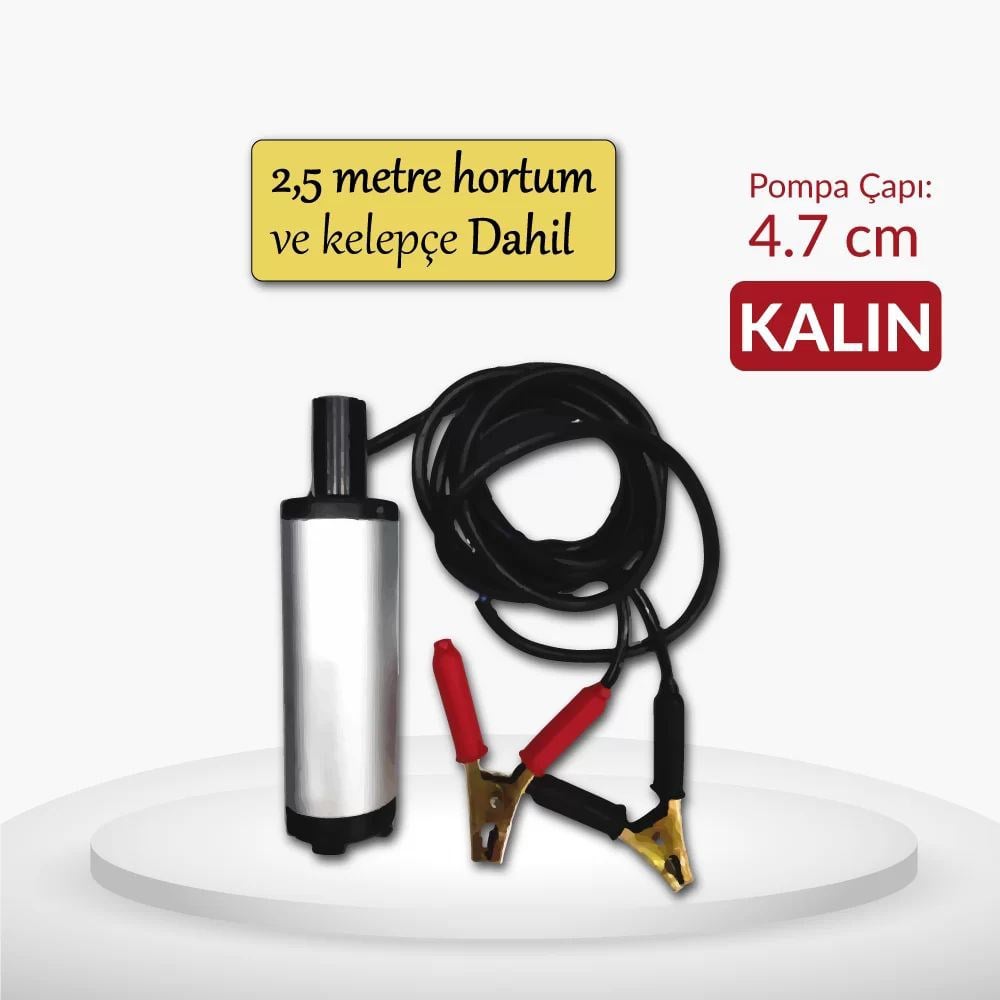 Pratik Sıvı (Mazot) Transfer Pompası 12 W Kalın Fiyata (2 Buçuk Metre Aktarma Hortumu ve Kelepçe Dahildir)
