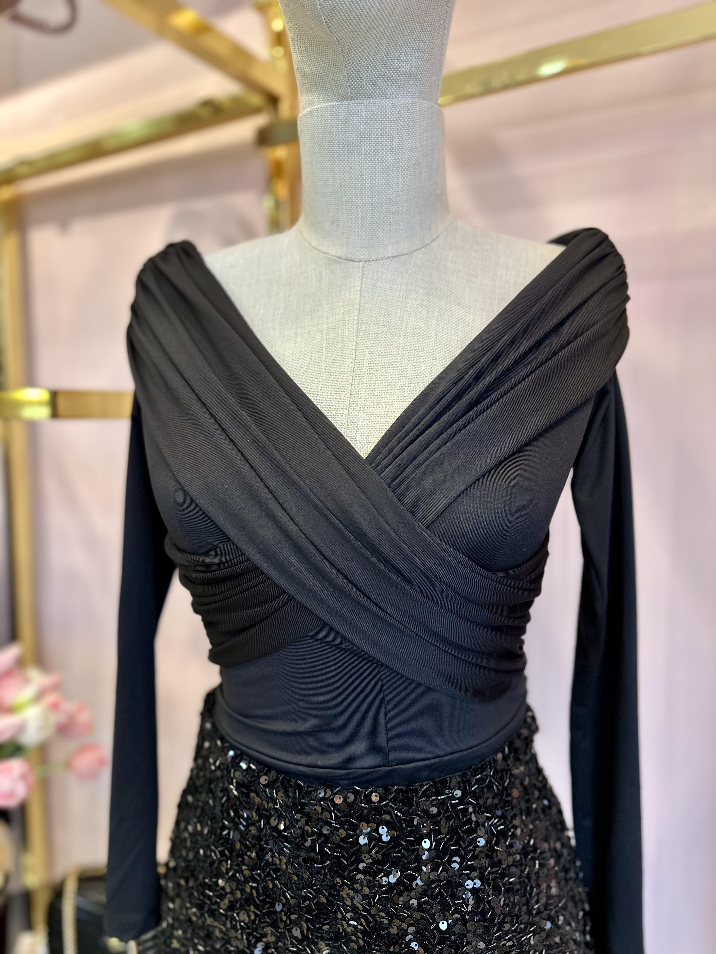 Bluz557ÇAPRAZ BLUZ SİYAH