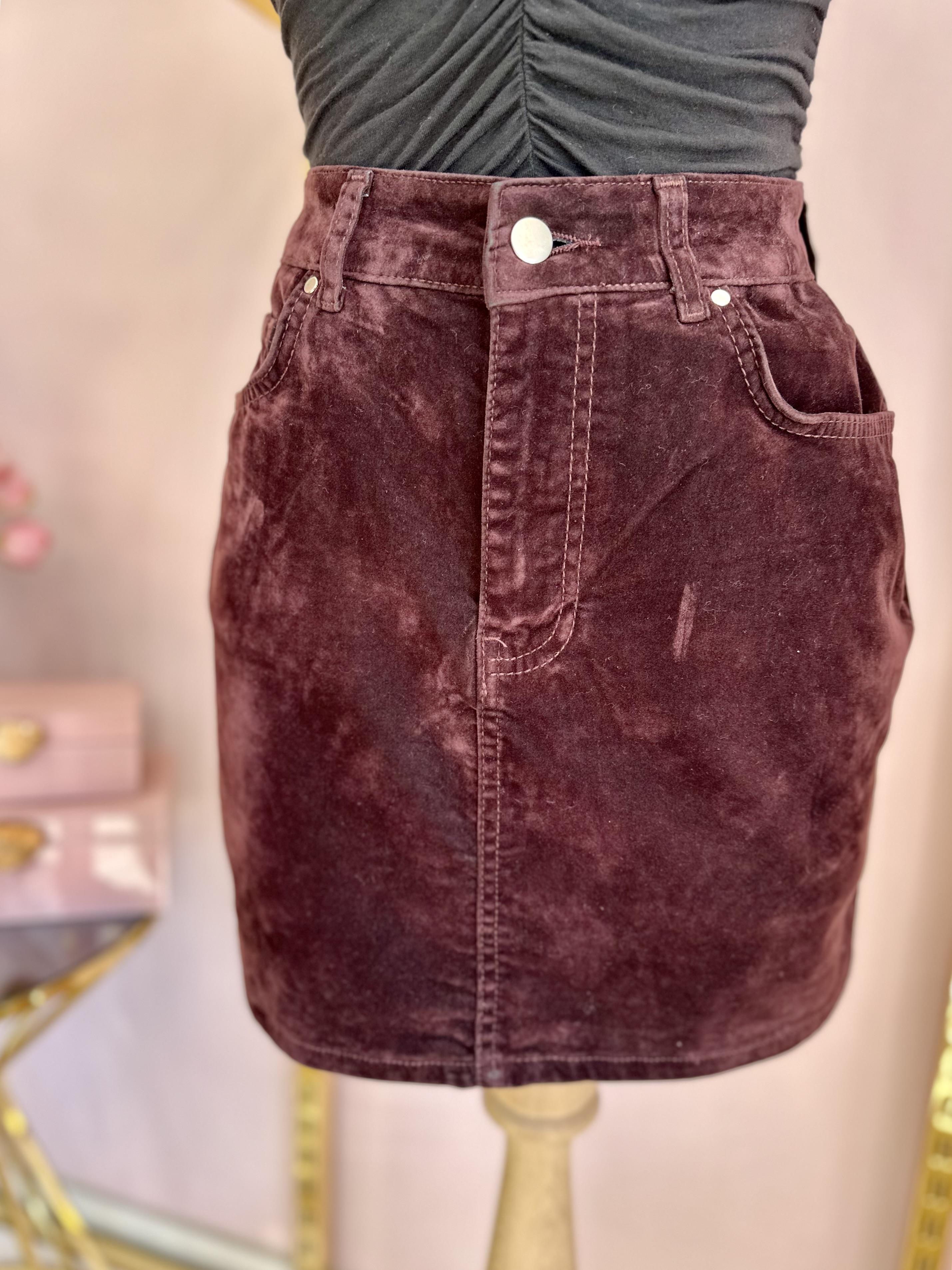 Etek619KADİFE BORDO ETEK