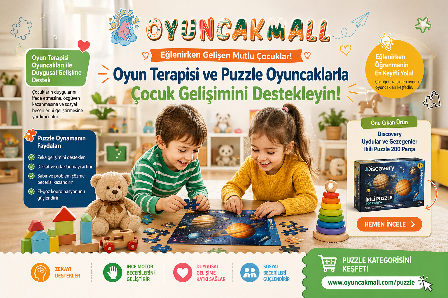 Oyun Terapisi ve Puzzle Oyuncaklarla Çocuk Gelişimini Destekleyin (2026 Rehberi)