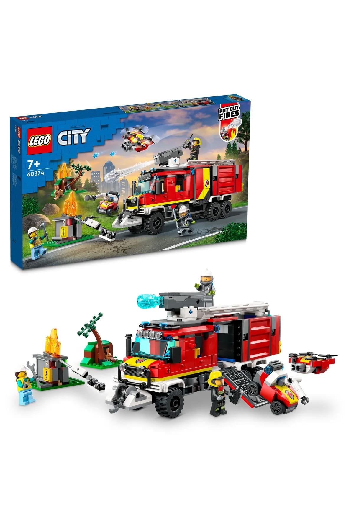 ® City İtfaiye Komuta Kamyonu 60374 - 7+ Yaratıcı Oyuncak Yapım Seti (502P)-Lego