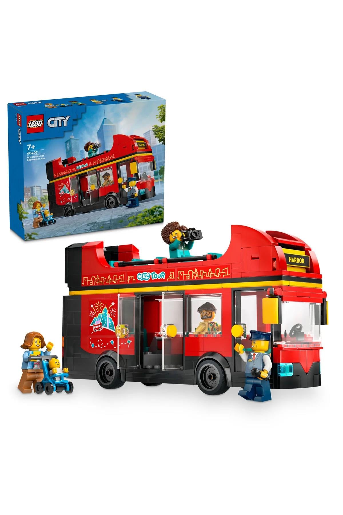 ® City Kırmızı İki Katlı Gezi Otobüsü 60407 - 7+ Çocuklar için Yaratıcı Oyuncak Yapım Seti (384 P)-Lego