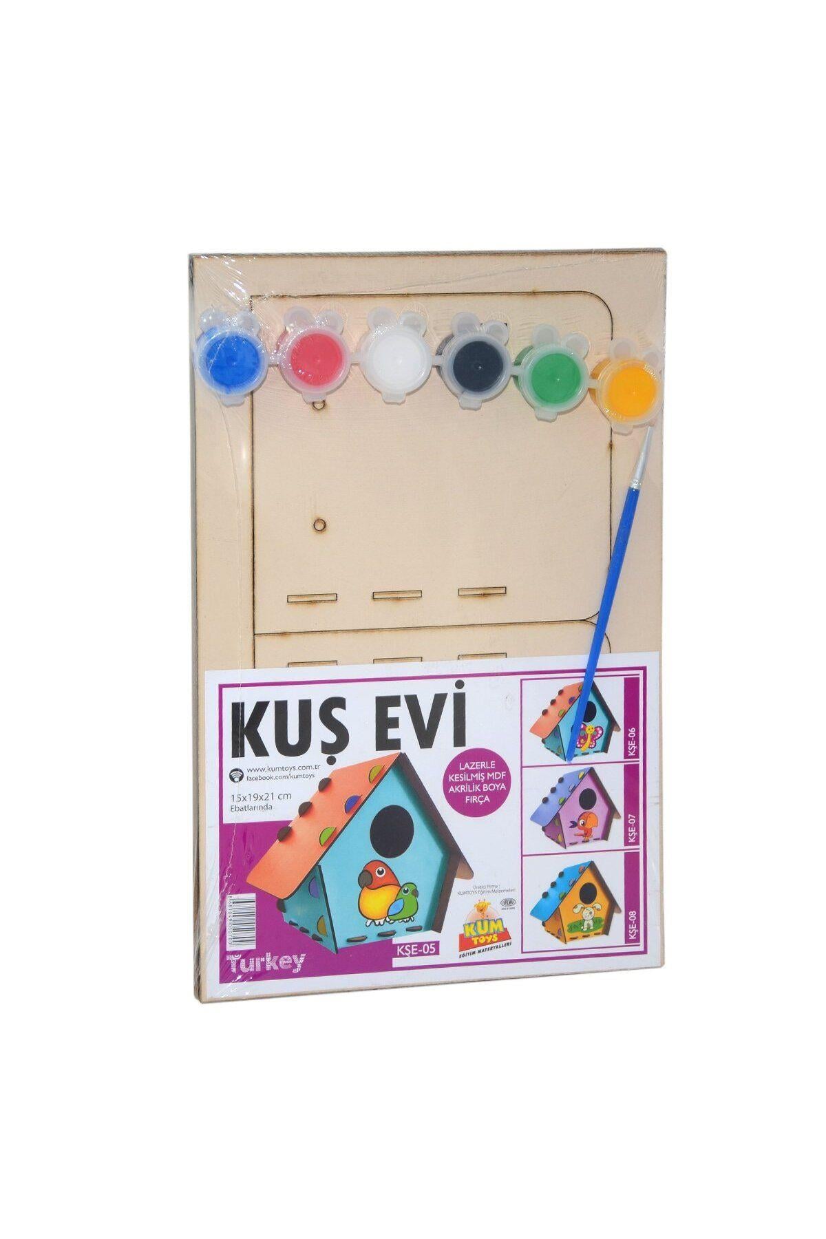 5070 Kuş Evi Maket Boyama Aktivite Ahşap Puzzle Kendin Yap-Eğitici Oyuncak