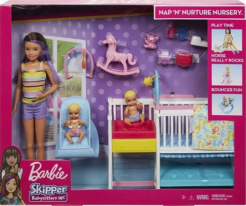 Barbie-Bebek Bakıcısı Skipper Uyku Eğitiminde Oyun Seti GFL38-Oyuncak Bebekler