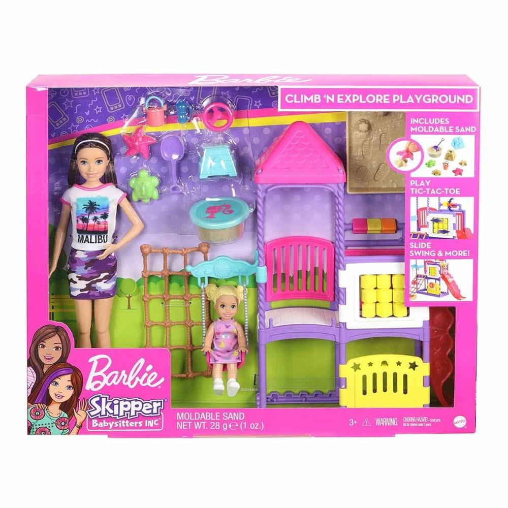 Barbie Bebek Bakıcısı Skipper ve Oyun Parkındaki Bebekleri GHV89-Oyuncak Bebekler