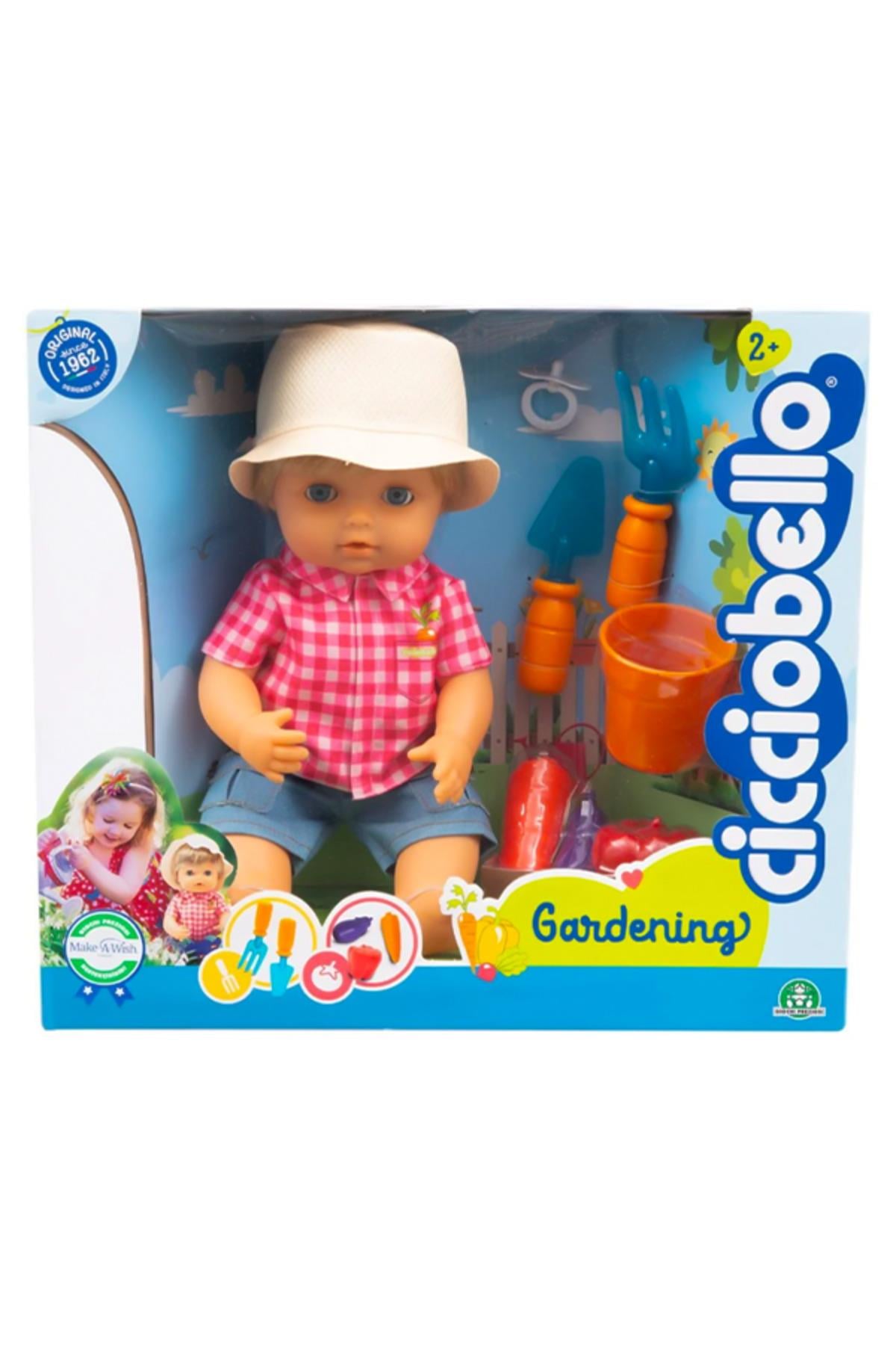 Cicciobello Bahçıvan Oyuncak Bebek 30 cm | Emzikli + Tırmık, Kürek, Sebze Setli Bahçe Temalı-Oyuncak Bebekler