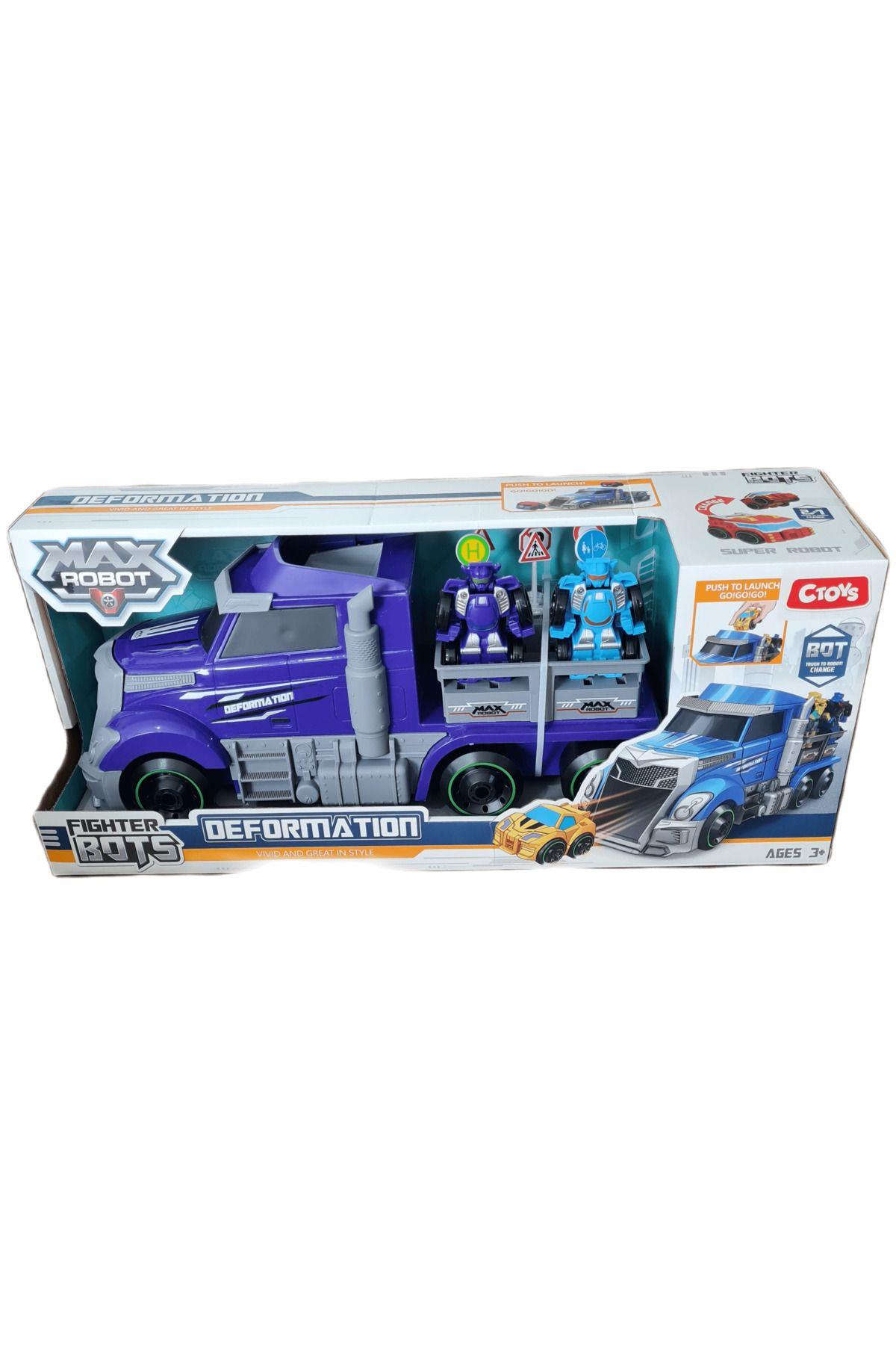 CTOYS Taşıyıcı Tır Ve Robota Dönüşüne Mini Araçlar Mor-Oyuncak Arabalar ve Kamyonlar