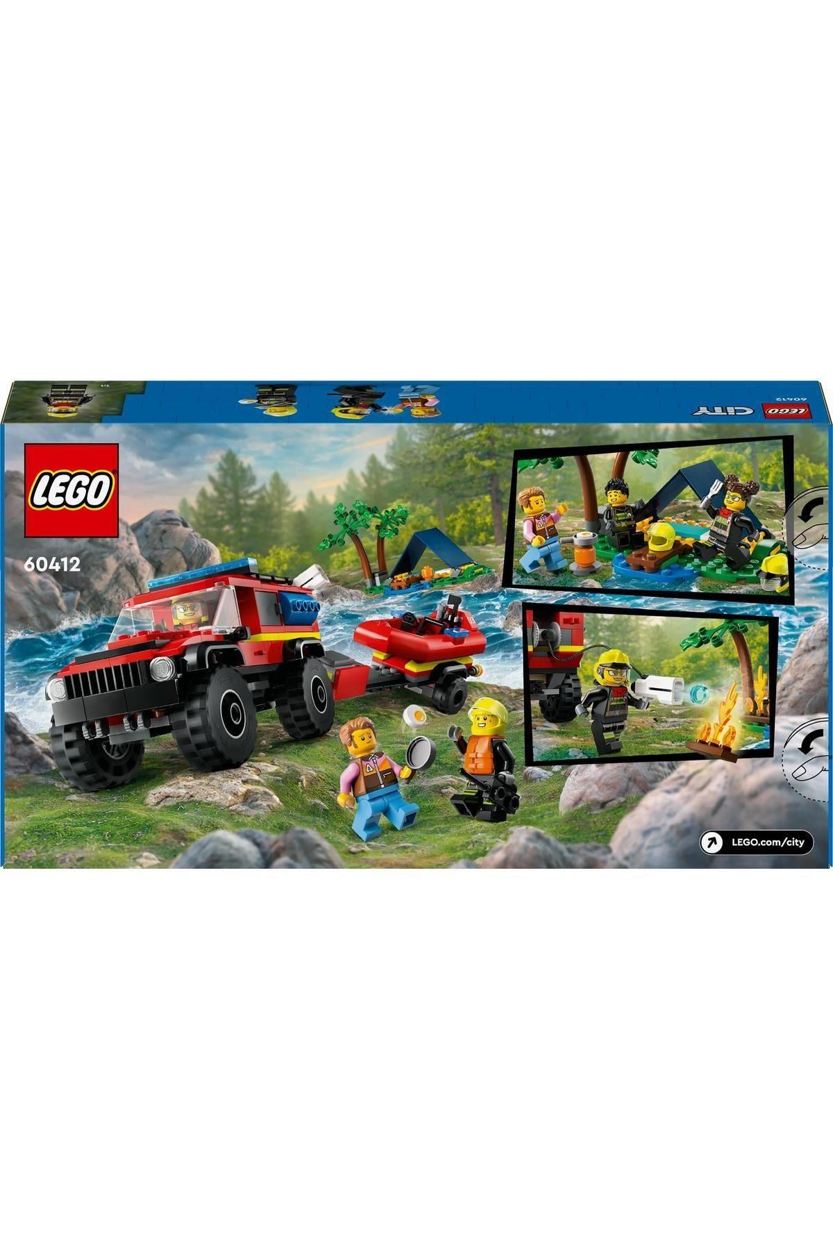 LEGO ® City 4x4 Kurtarma Botlu İtfaiye Kamyonu 60412 -  Yaratıcı Oyuncak Yapım Seti (301 Parça)-Lego