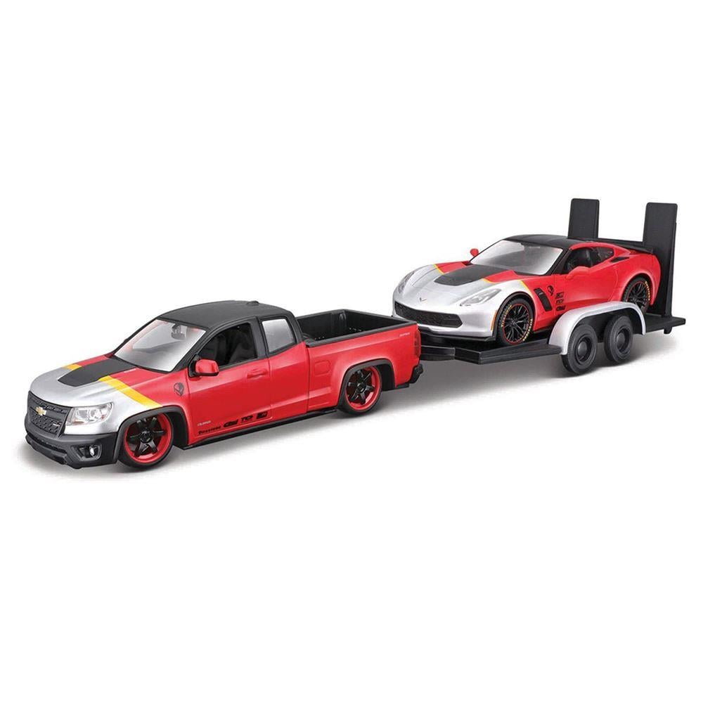 Maisto 2017 Chevrolet Colorado ZR2 & 2015 Corvette Z06-Maket Araçlar