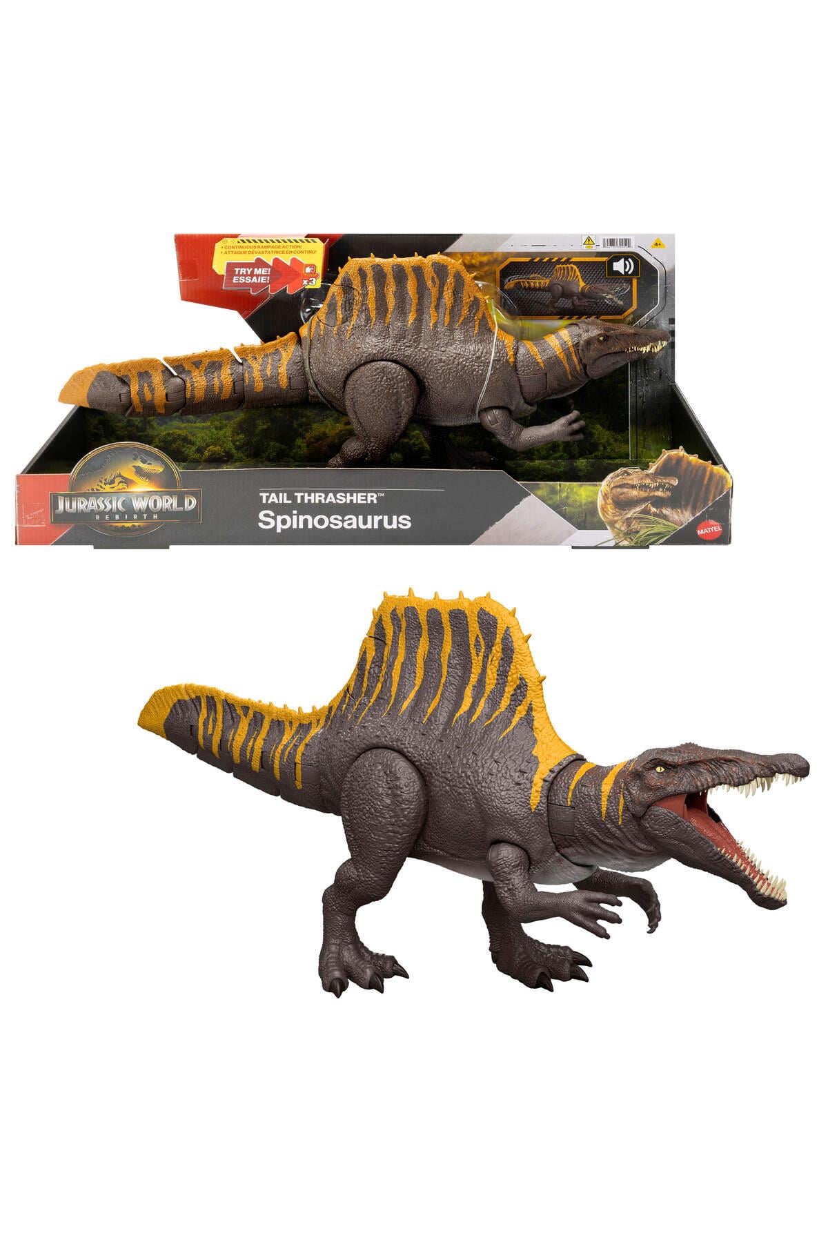 Mattel Jurassic World Spinosaurus Figürü, 2 saldırı hareketine sahip dinozor oyuncağı JGB56-Hayvan Figürleri