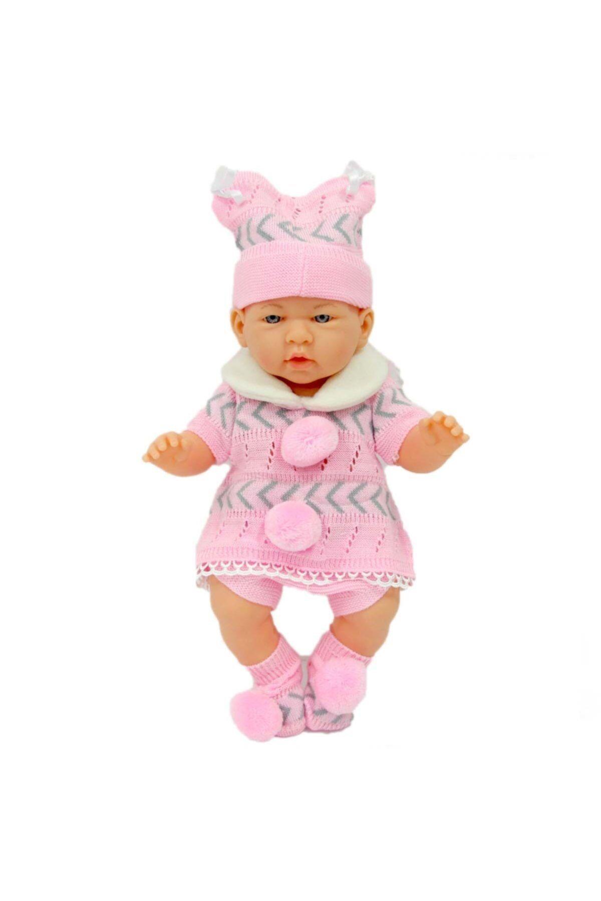 Oyuncak Et Bebek Yeni Doğmuş Pembe Gri Elbiseli Azra Bebek-Oyuncak Bebekler