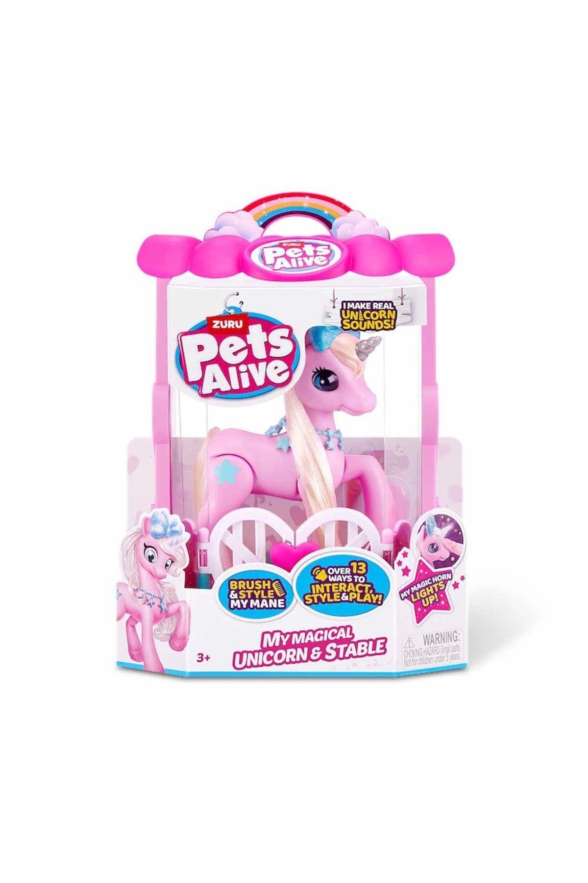Pets Alive Sesli Ve Işıklı Sihirli Unicorn & Ahır Oyun Seti-Hayvan Figürleri