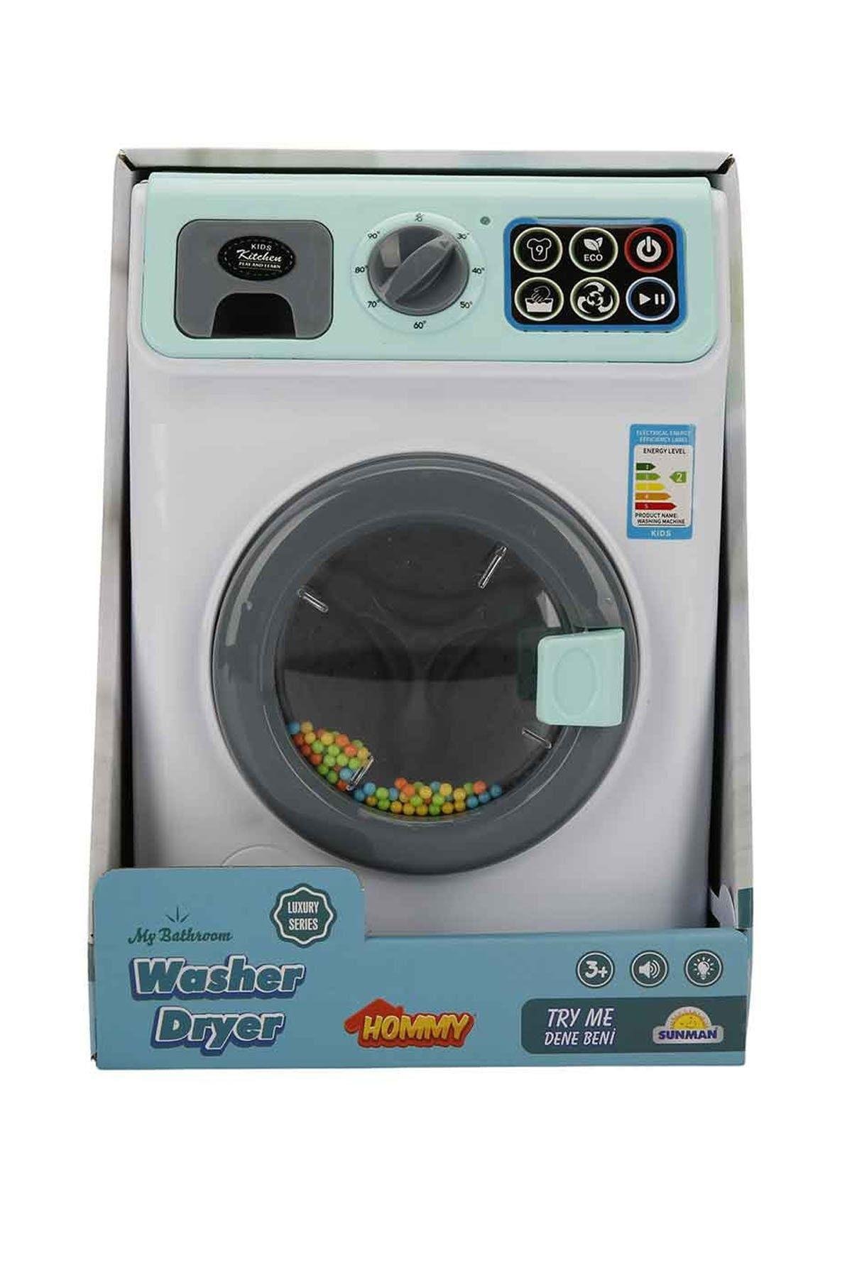 Sesli Ve Işıklı Yeşil Çamaşır Makinesi-Kız Rol Oyuncakları