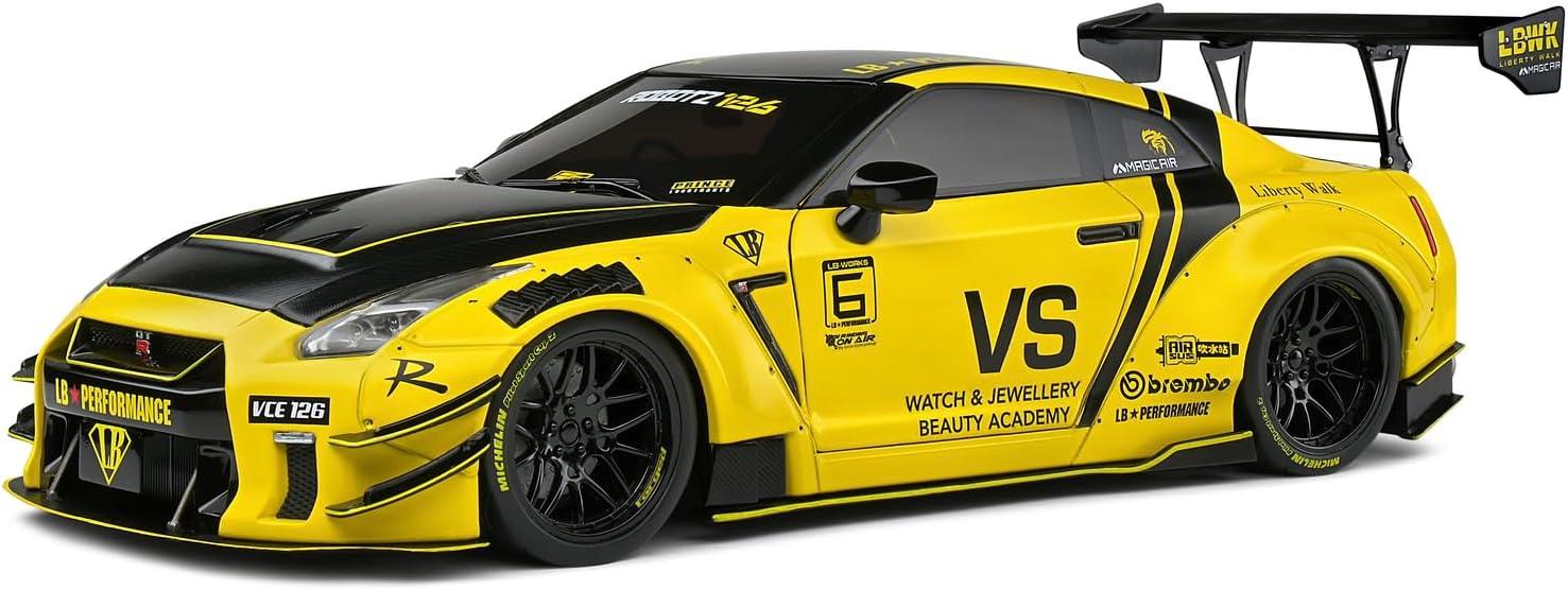 SOLIDO 1:18 Nissan GT-R (R35) W/Liberty Walk Body KIT 2.0 Yellow 2020-Maket Araçlar