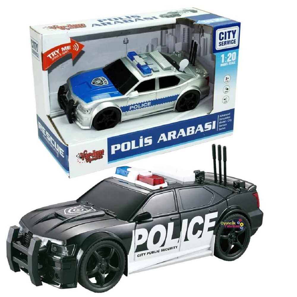 Vardem 1:16 Sürtmeli Sesli Işıklı Polis Arabası-Oyuncak Arabalar ve Kamyonlar