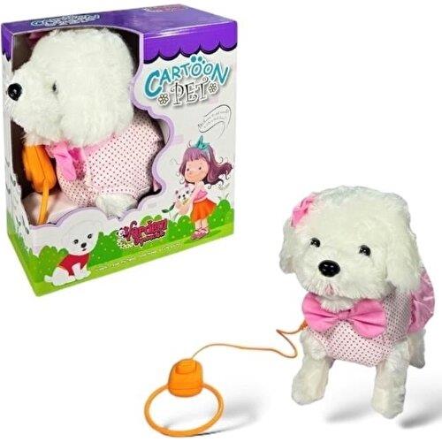 Vardem Tasmalı Hareketli Yürüyen Peluş Köpek Pembe Fiyonklu-Peluş Oyuncaklar