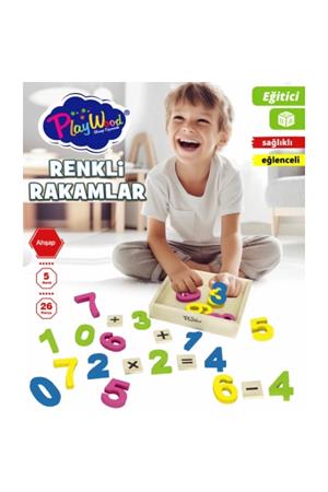 ONY-401 KUTUDA 26 PARÇA AHŞAP KASALI RENKLİ RAKAMLAR-Eğitici Oyuncak