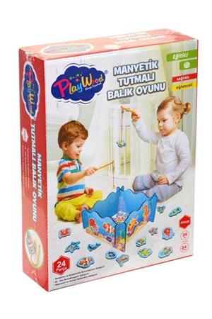 PLAY WOOD AHŞAP MANYETİK TUTMALI BALIK OYUNU 24 PARÇA 36M+-Eğitici Oyuncak
