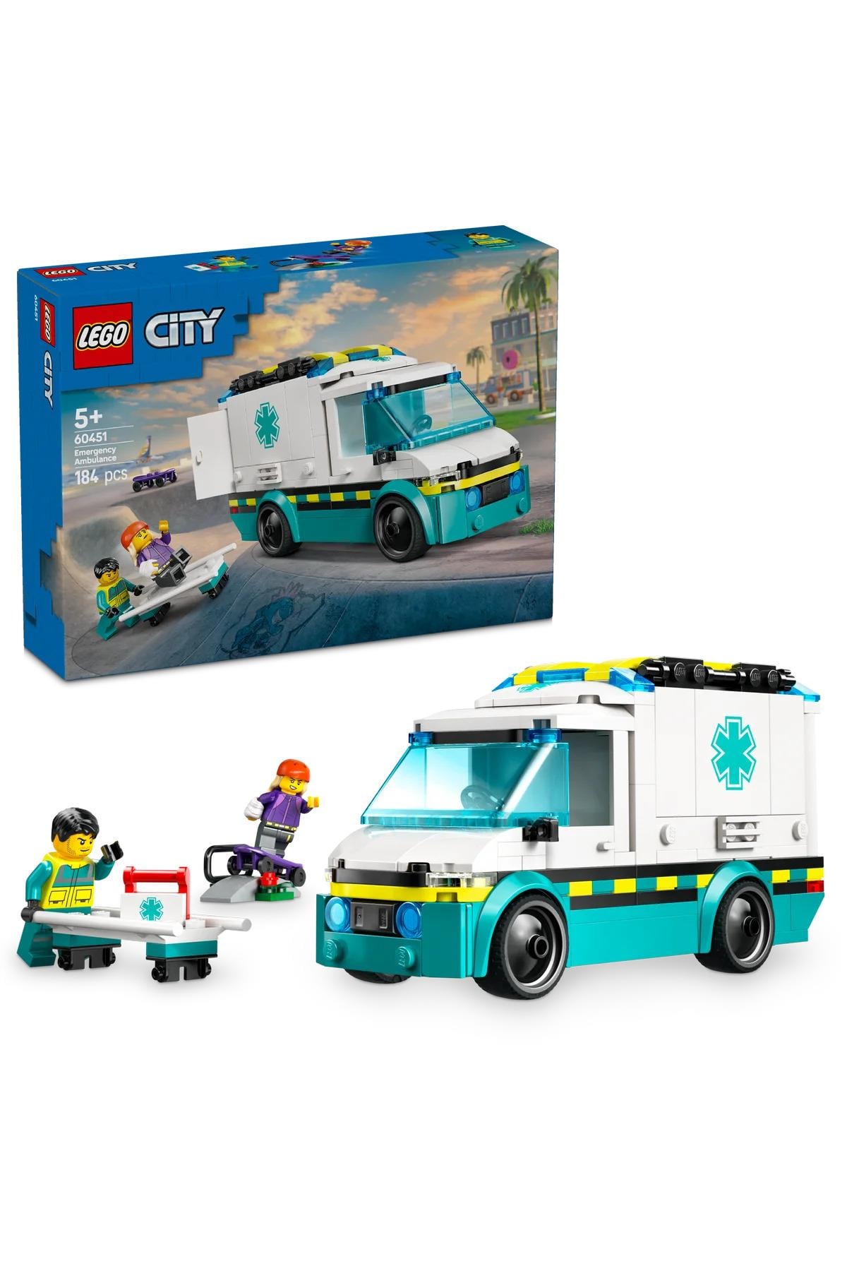 ® City Acil Yardım Ambulansı 60451 - Model Araç Seven 5+ Yaratıcı Oyuncak Yapım Seti (184P)-Lego