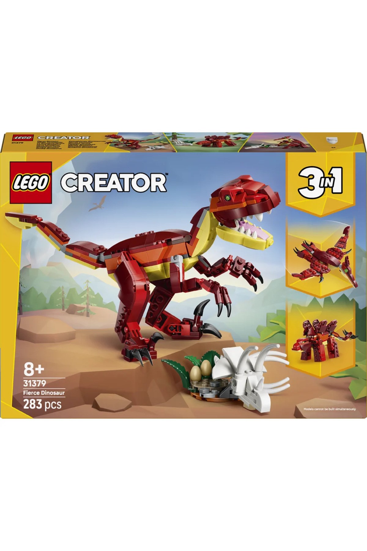 ® Creator 3’ü 1 Arada Vahşi Dinozor 31379 – 8+ Yaratıcı Oyuncak Yapım Seti (283 Parça)-Lego