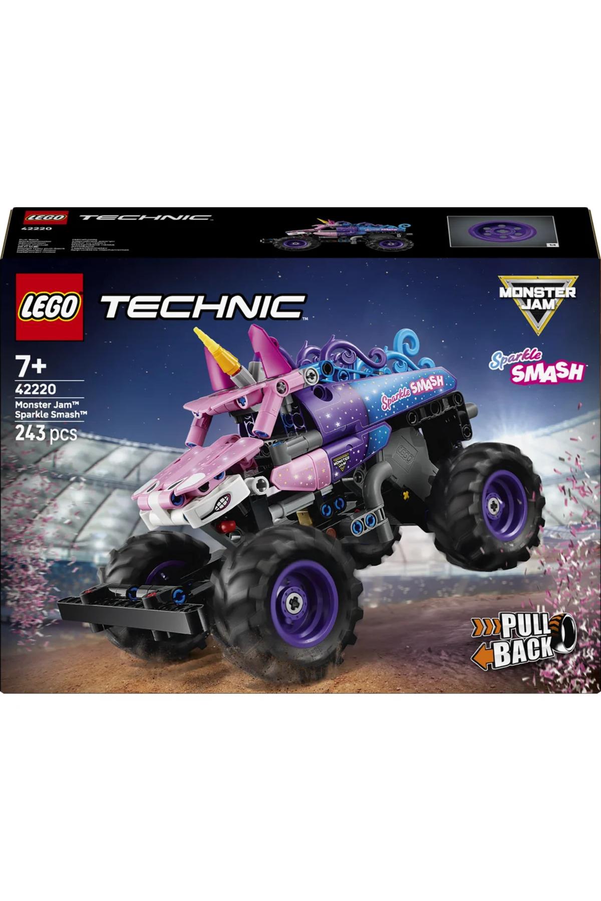 ® Technic Monster Jam™ Sparkle Smash™ Çek–Bırak 42220 – 7+ Oyuncak Yapım Seti (243 Parça)-Lego