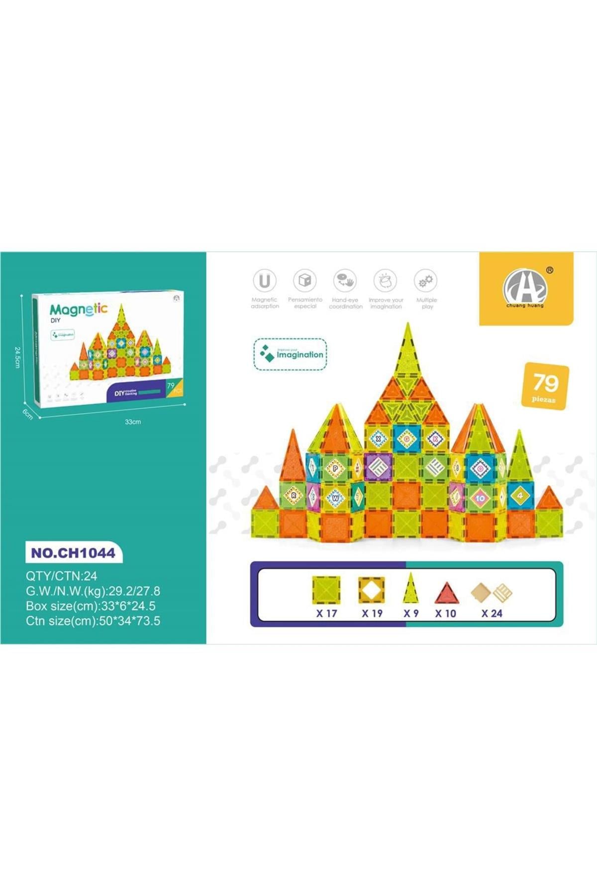 03-CH1044 5,5 CM MANYETİK BLOKLAR 79 PCS-Eğitici Oyuncak