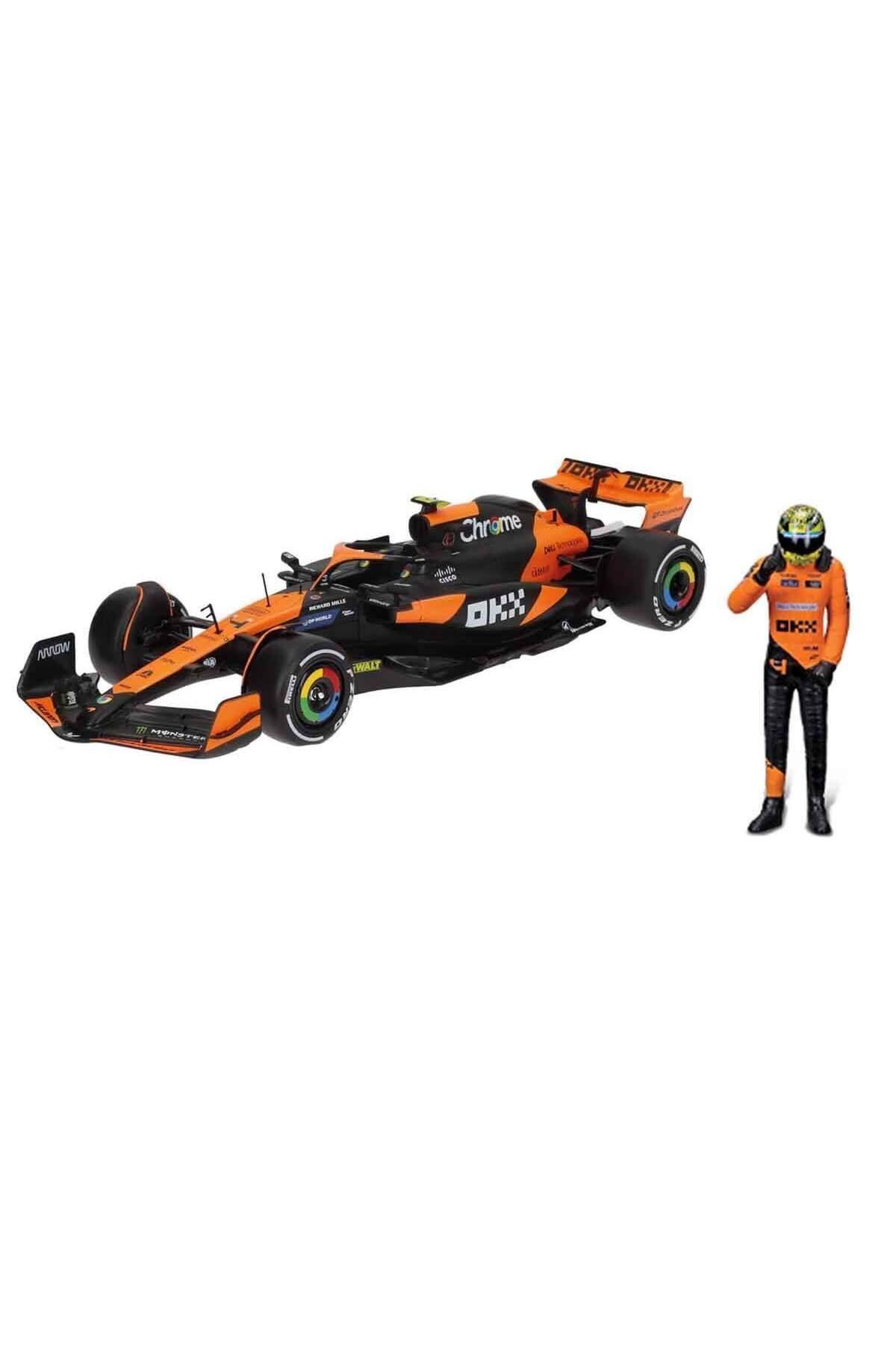 1:24 McLaren MCL38 Miami Grand Prix 2024 Figürlü Formula 1 Yarış Arabası - 4-Lando Norris-Araba Garaj ve Setleri