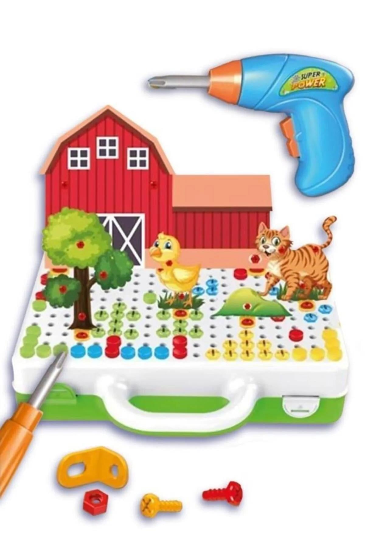 3d Stem Eğitici Matkap Seti Çiftlik Hayvanları.-Eğitici Oyuncak