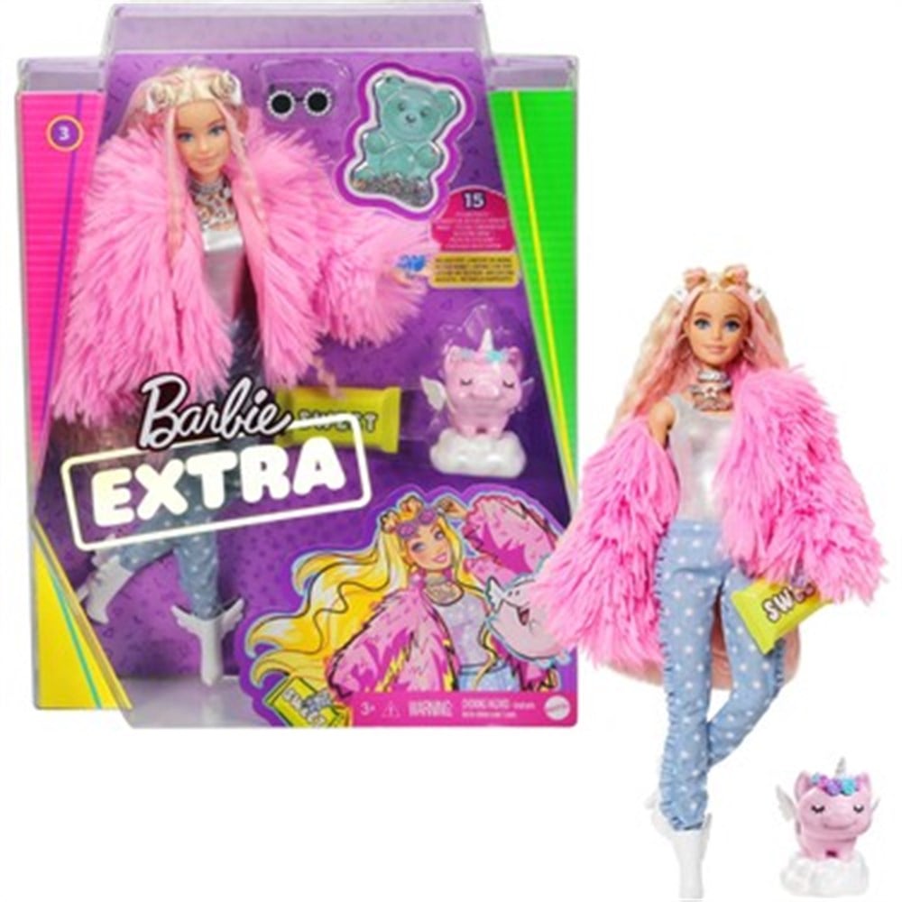 BARBIE EXTRA PEMBE CEKETLI BEBEK MATE-GRN28-Oyuncak Bebekler