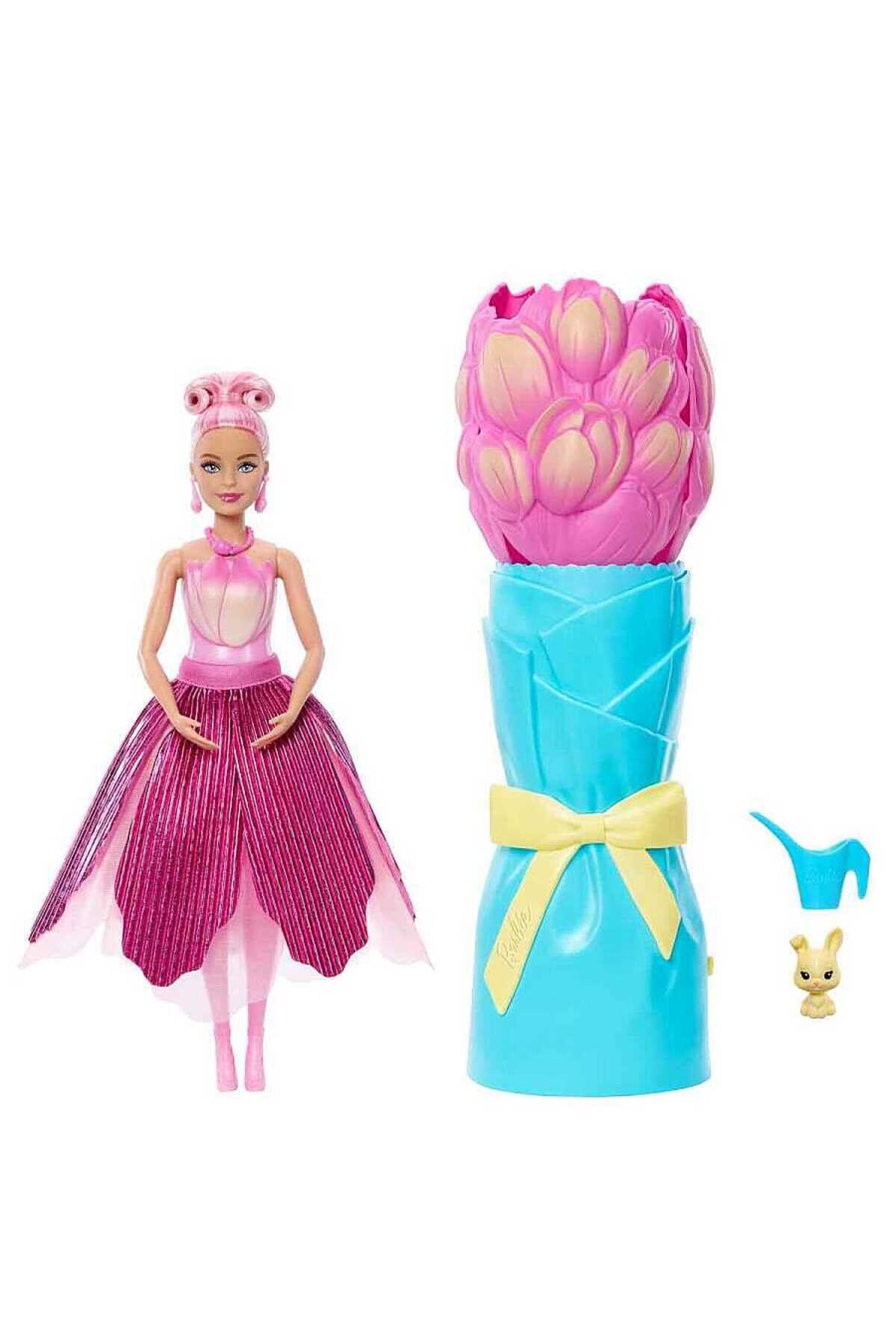 Barbie Petal Pop Barbie Bebek ve Aksesuarları Lale Oyun Seti JMF57-Oyuncak Bebekler