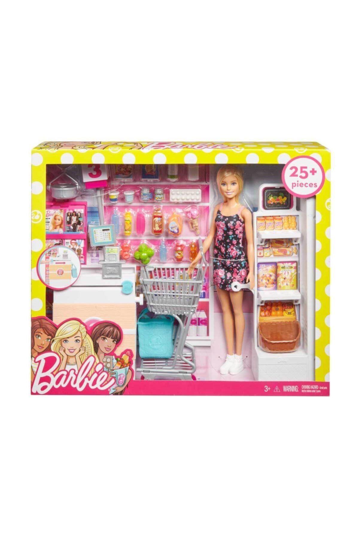 Barbie Süpermarkette Oyun Seti, Alışveriş Sepeti Ve 25'ten Fazla Aksesuar Dahil Frp01-Oyuncak Bebekler