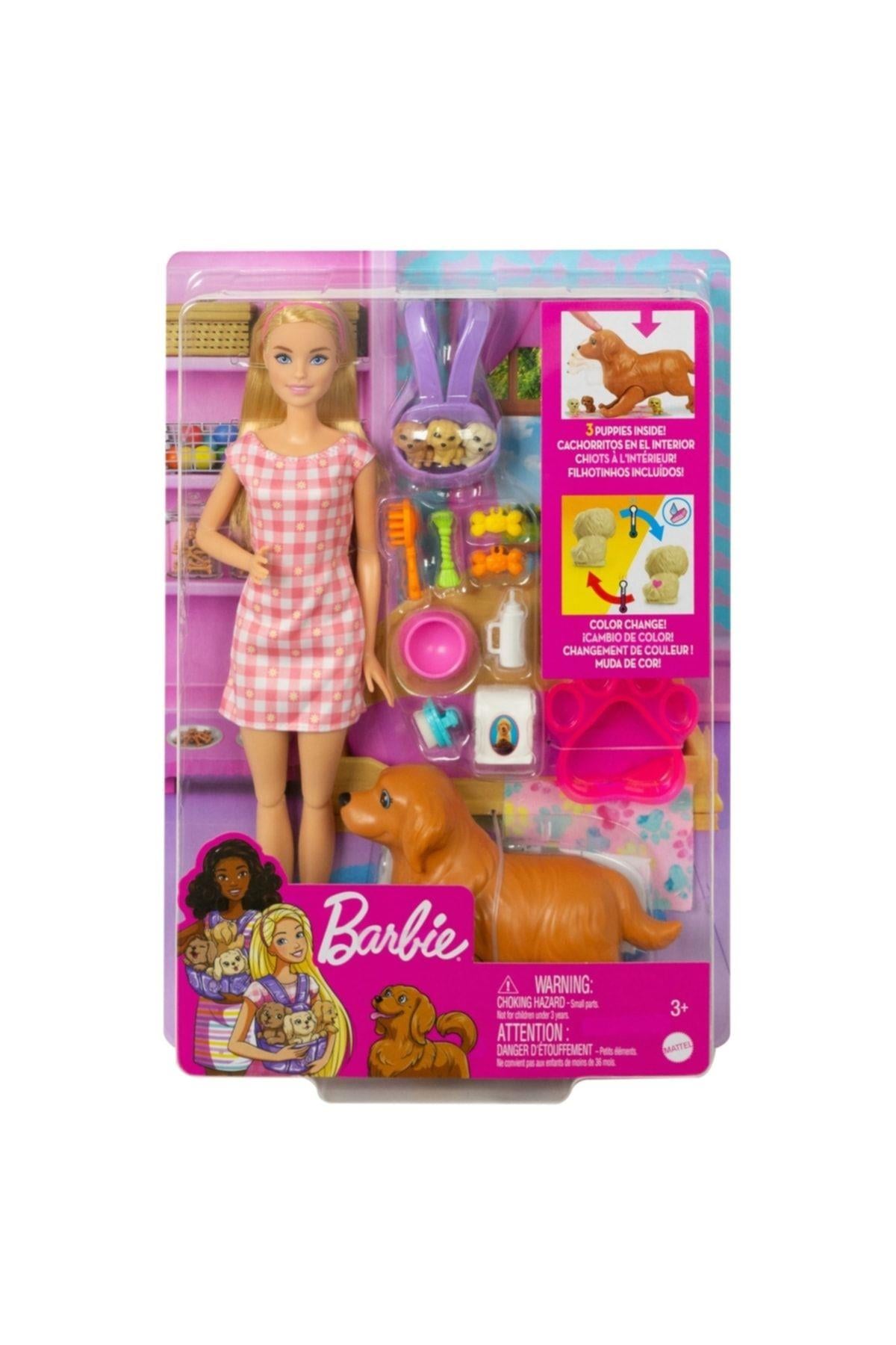 Barbie Ve Yeni Dogan Köpekler Oyun Seti Hck75-Oyuncak Bebekler