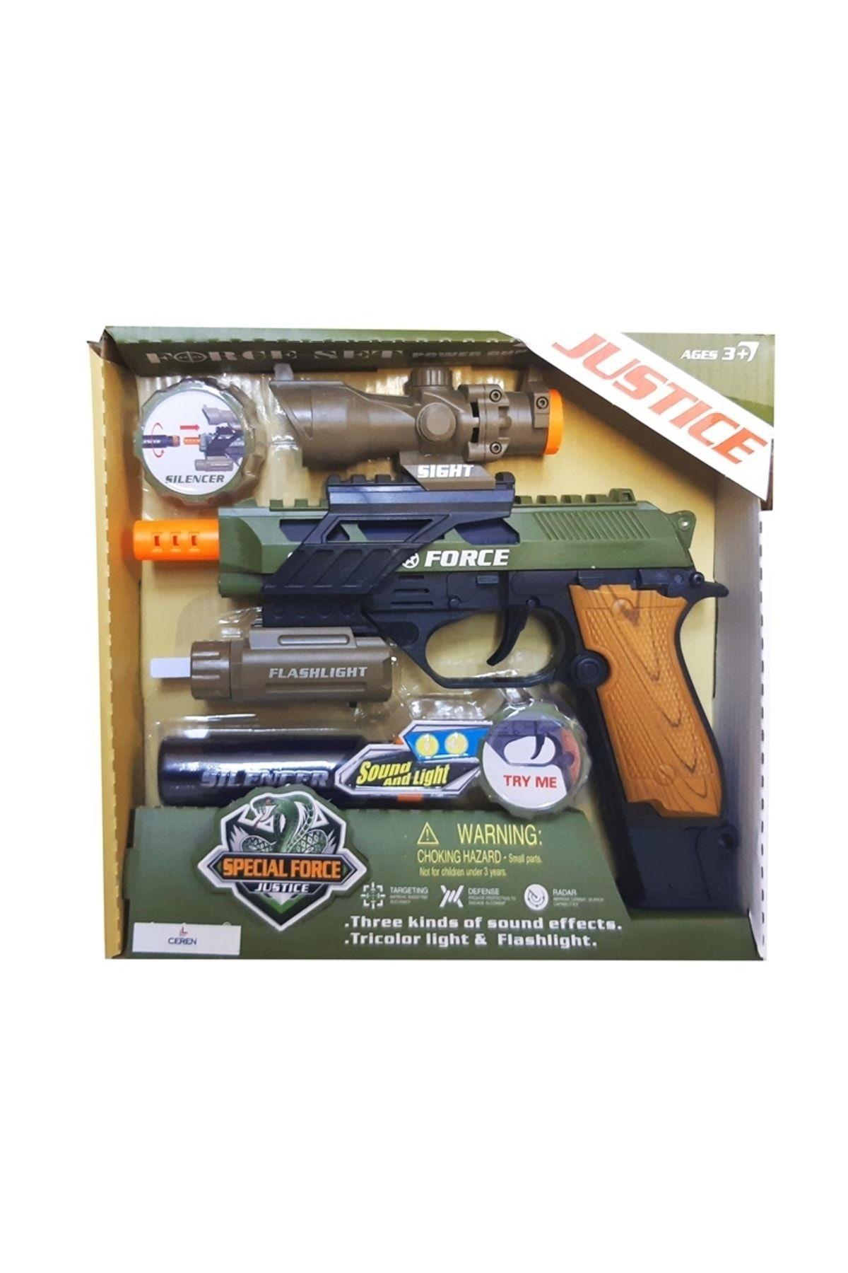 Ceren Toys Işıklı Ve Sesli Dürbünlü Asker Tabanca Seti (küçük)-Oyuncak