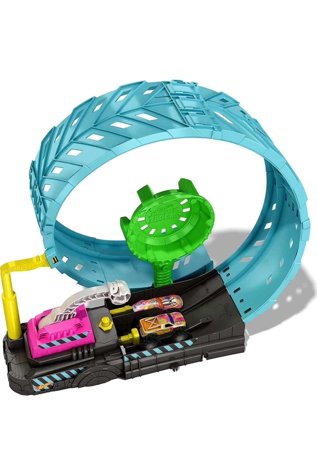 HOT WHEELS Hot Wheels Monster Trucks Karanlıkta Parlayan Çemberde Yarış Seti HBN02-Araba Garaj ve Setleri