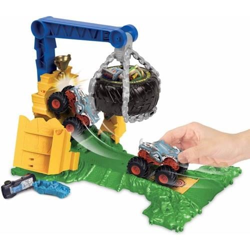 Hot Wheels Monster Trucks Arenada Rhinomite Mücadelesi Oyun Seti HTP18-Araba Garaj ve Setleri