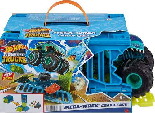 Hot Wheels Monster Trucks Mega-Wrex'in Çarpışma Kafesi HNC29-Araba Garaj ve Setleri