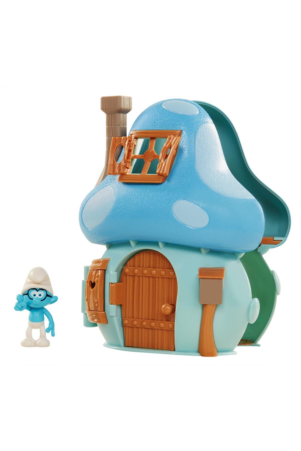 Jakks Pacific Şirinler Kayıp Köy Bilgin Şirin Mantar Evi Oyun Seti-Karakter Figürleri