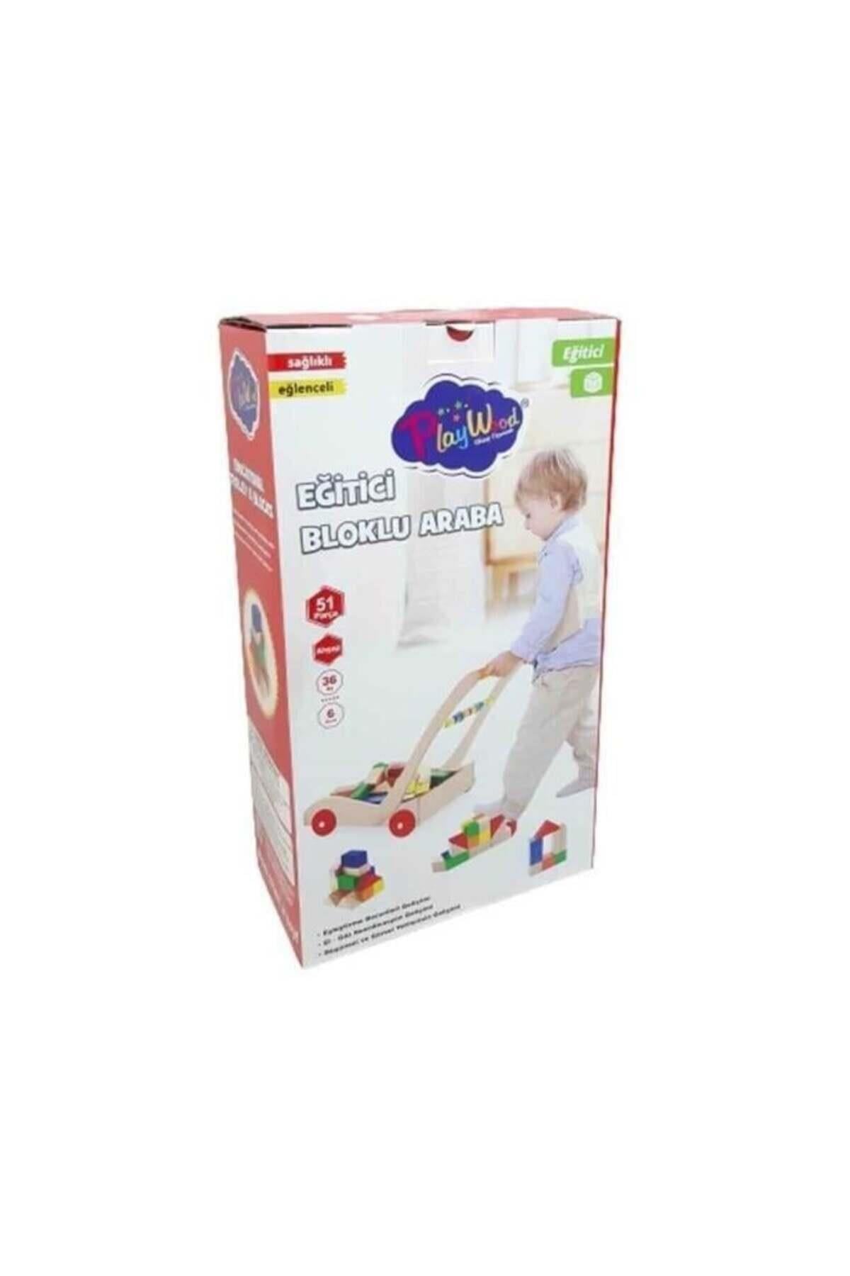 Kutuda Ahşap Eğitici Bloklu Araba-Eğitici Oyuncak