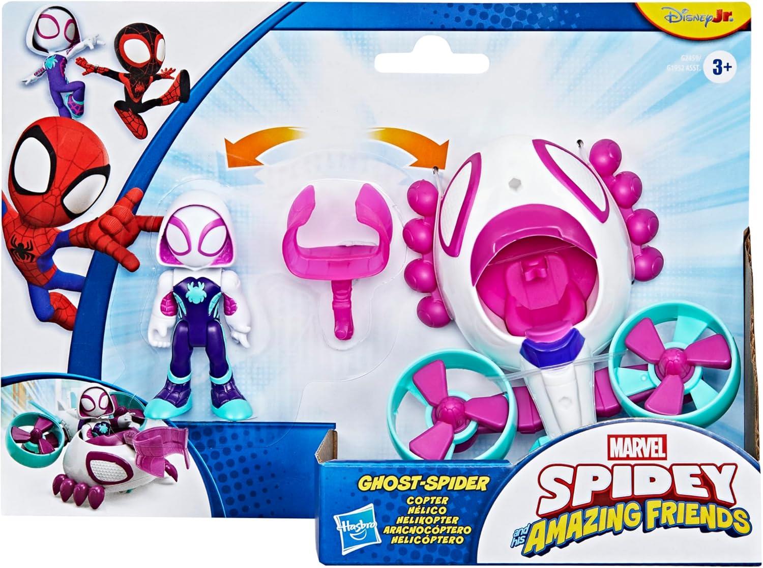 Marvel Spidey and His Amazing Friends Hayalet-Spider Copter Aksiyon Figürü ve Oyuncak Aracı-Karakter Figürleri