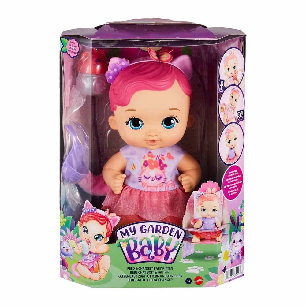 My Garden Baby Yavru Kedi Bebeğimin Bakım Zamanı Pembe Saçlı HHL21-Oyuncak Bebekler
