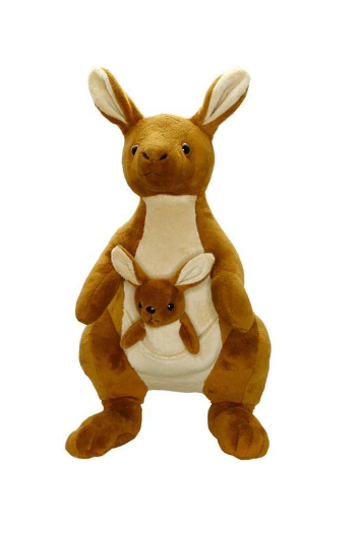 Neco Plush Yavrulu Kanguru Peluş Oyuncak 45cm-Peluş Oyuncaklar